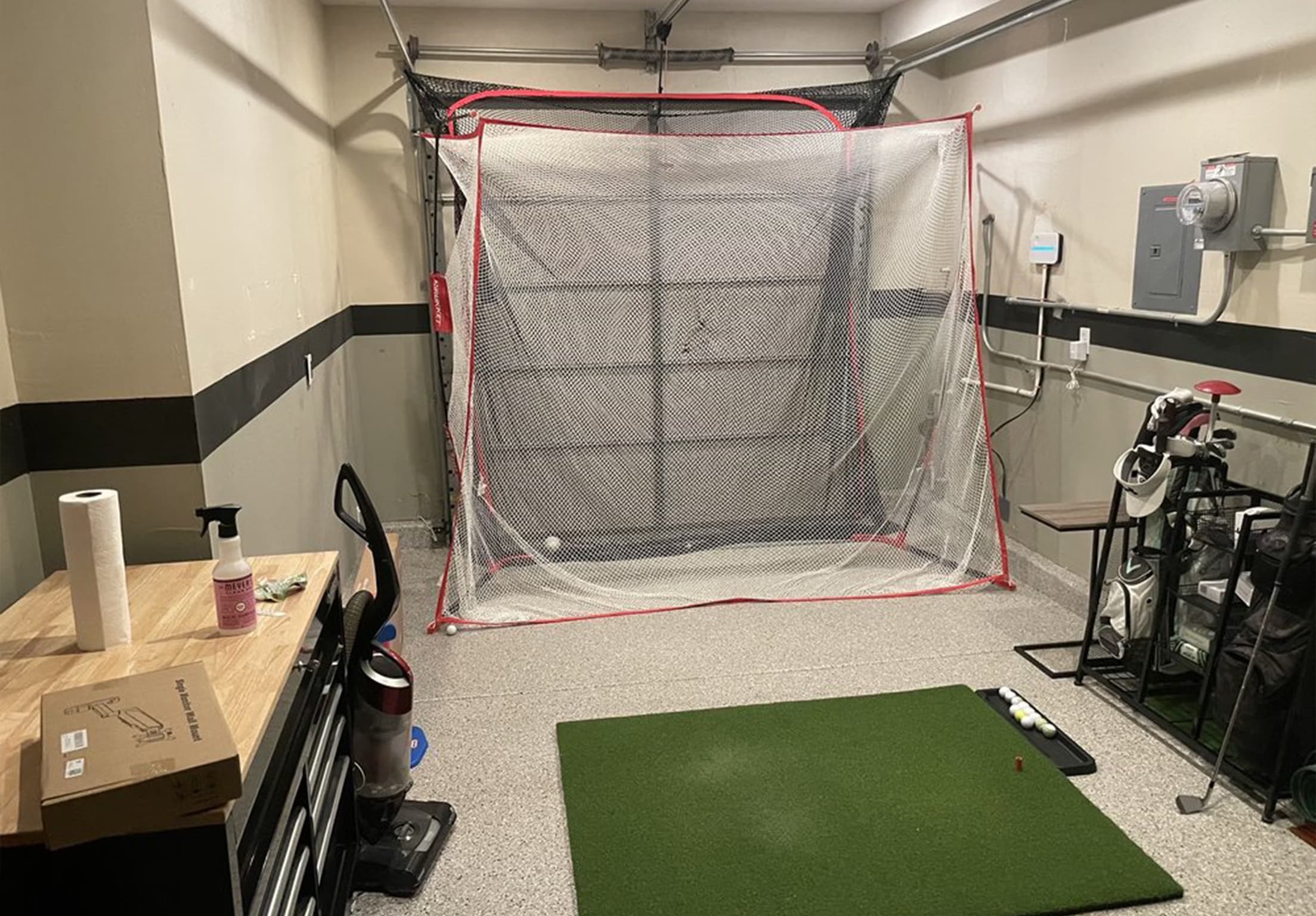 Garage floor coating with golf cart — Florida home